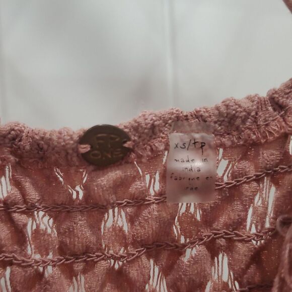 Free People FP One Adella Slip Dress Ruffles Lace Crochet Bodice in Rose XS - Picture 6 of 10